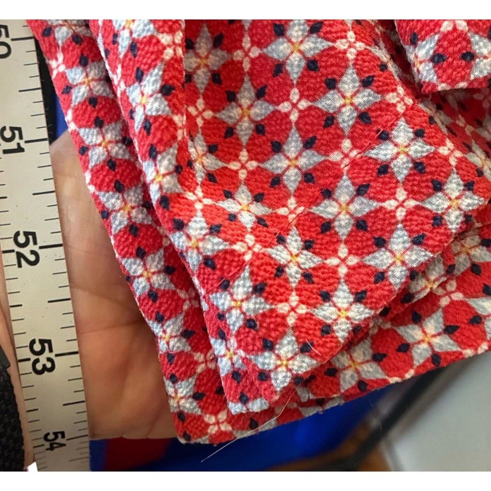Max Studio Red Geometric Print Smocked Waist Ruffle‎ Jumpsuit 8901C46 Small Boho